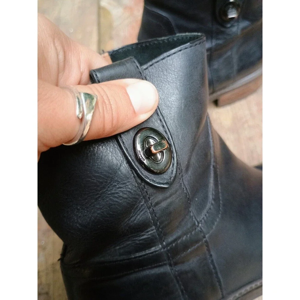 Coach Georgetta Black Ankle Boots Turn Lock Detail Sz 8.5 B